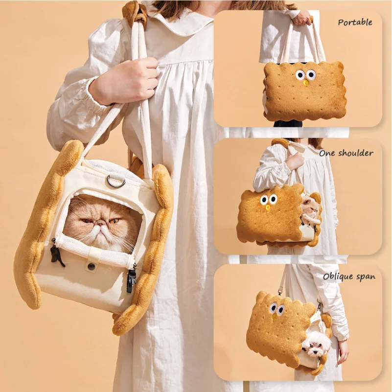 

Latest Creative Sandwich Biscuit Pet Travel Bag Cat Dog Travel Bag Cute Diagonal Portable Shoulder Bag