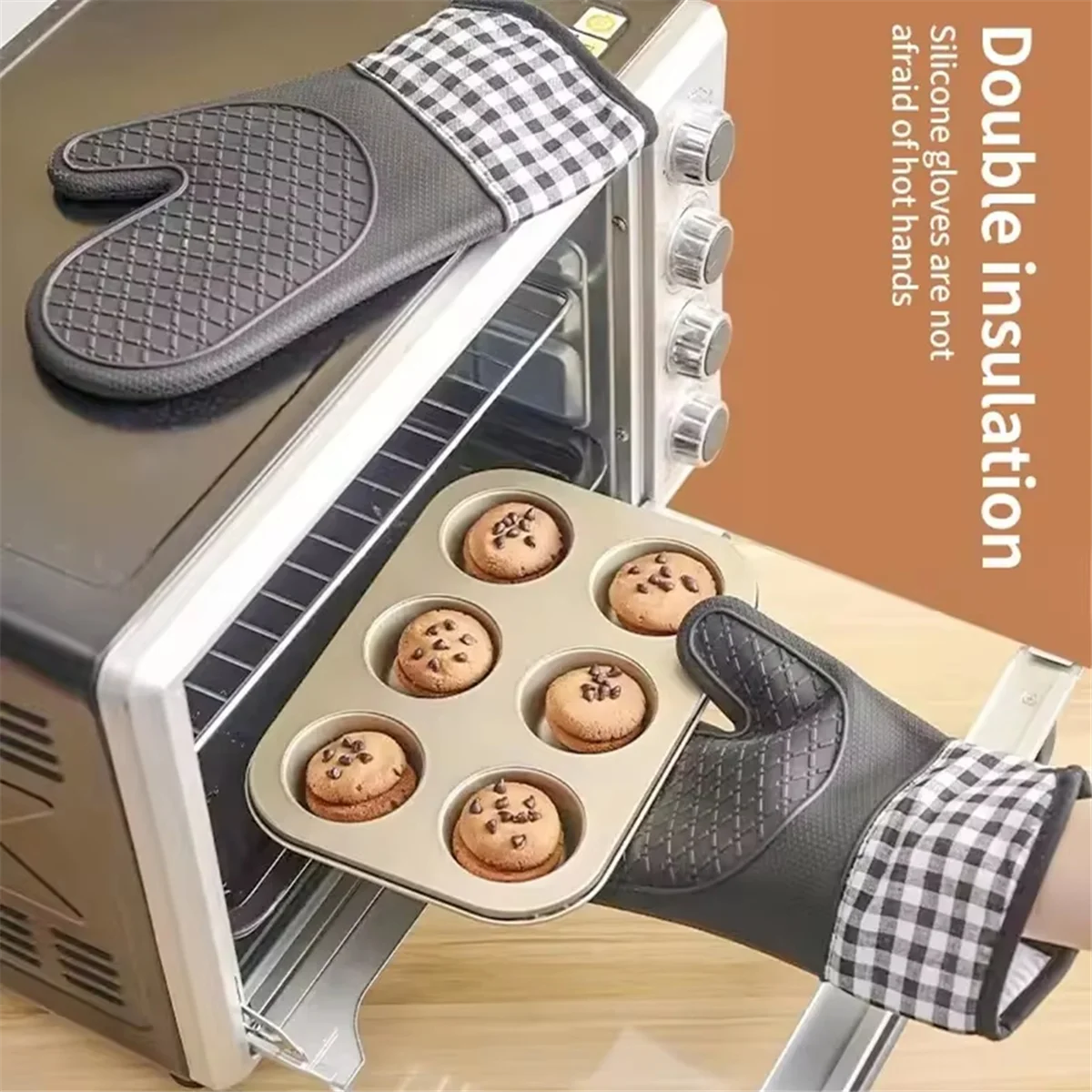 A008 Silicone Insulating Gloves Anti-Scalding in High-Temperature Kitchen Kitchen Baking Gloves