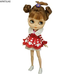Red White Fashion Doll Clothes Set For Blythe Doll Outfits Court Style Party Tutu Dress For Blyth 1/6 Dolls Accessories Toys