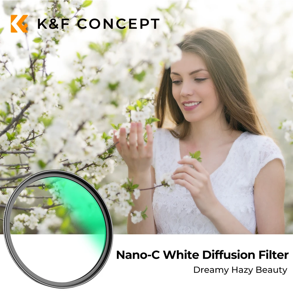 

K&F CONCEPT White Pro Mist Filter Cinematic Effect Filter Dream Hazy Beauty 49 мм 52 мм 58 мм 62 мм 67 мм 72 мм 77 мм 82 мм Фильтр для объектива