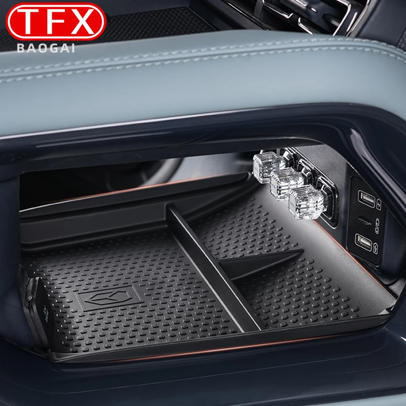 For BYD Leopard 5 2023-2024 Car Lower Center Storage Box Mat TPE Storage Box Protection Mat Interior Supplies Auto Accessories