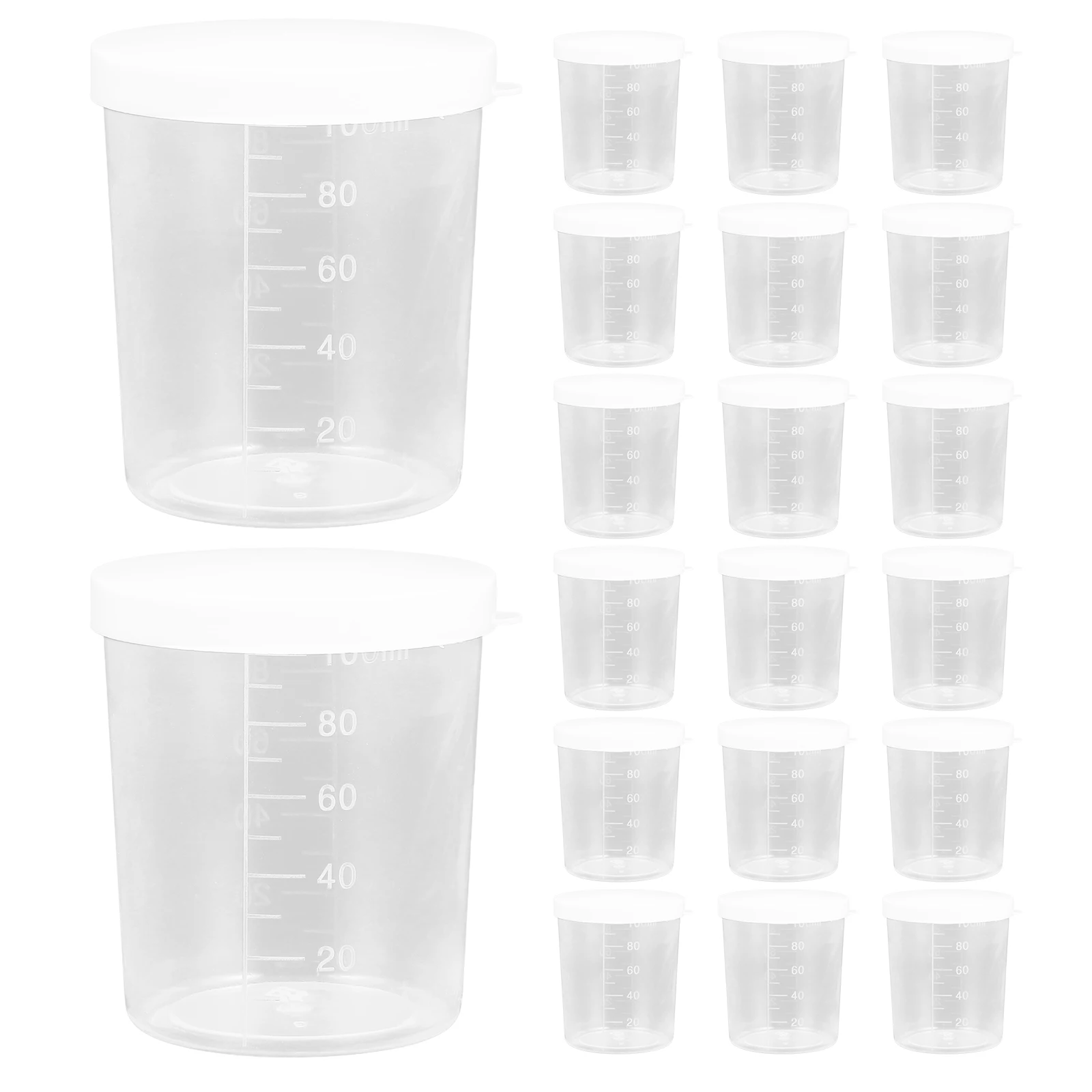 

20 Pcs Measuring Cup Lid Clear Lab Sample Storage Containers Leakproof Screw Graduated Markings Plastic Urine Specimen