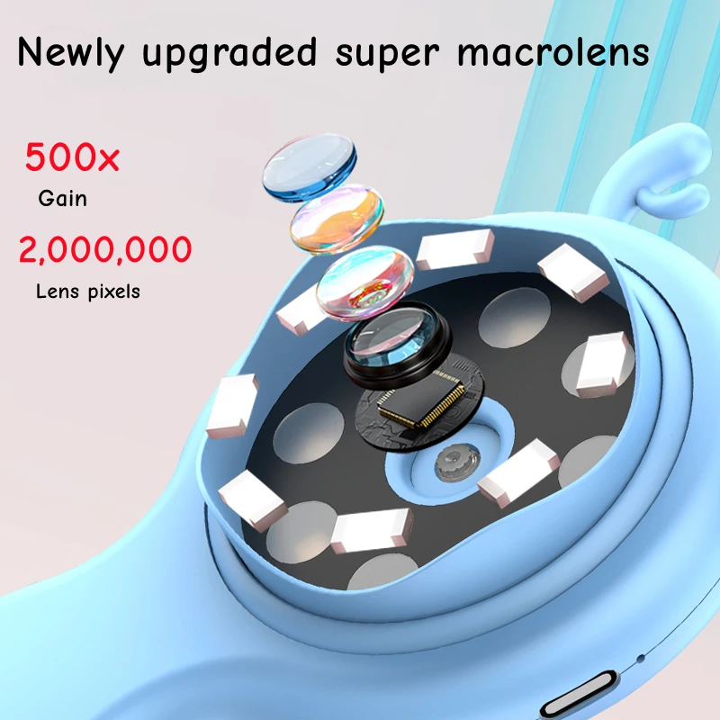 Crianças 500x ciência brinquedo bolso microscópio com função de foto e vídeo mini microscópio portátil ao ar livre crianças brinquedo educativo presente