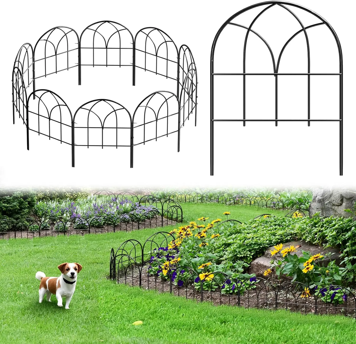 

Small Garden Fence Animal Barrier, No Dig Metal Panel Set for Yard and Flower Bed