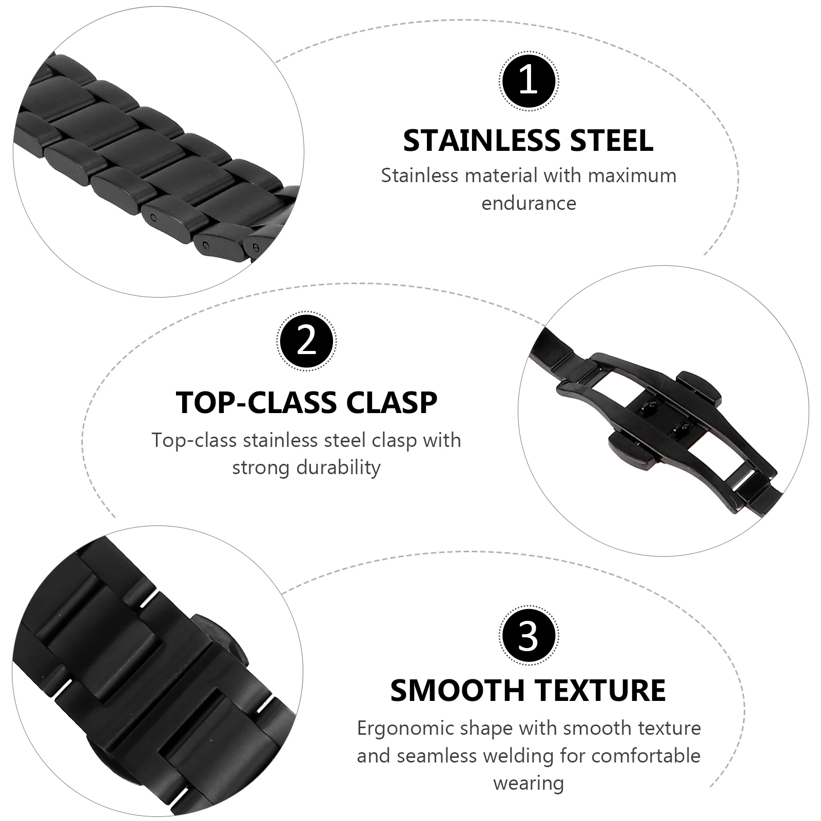 

Stainless Steel 18mm Watch Strap Solid Metal Electroplated Detachable Durable Heavy Duty Accessory