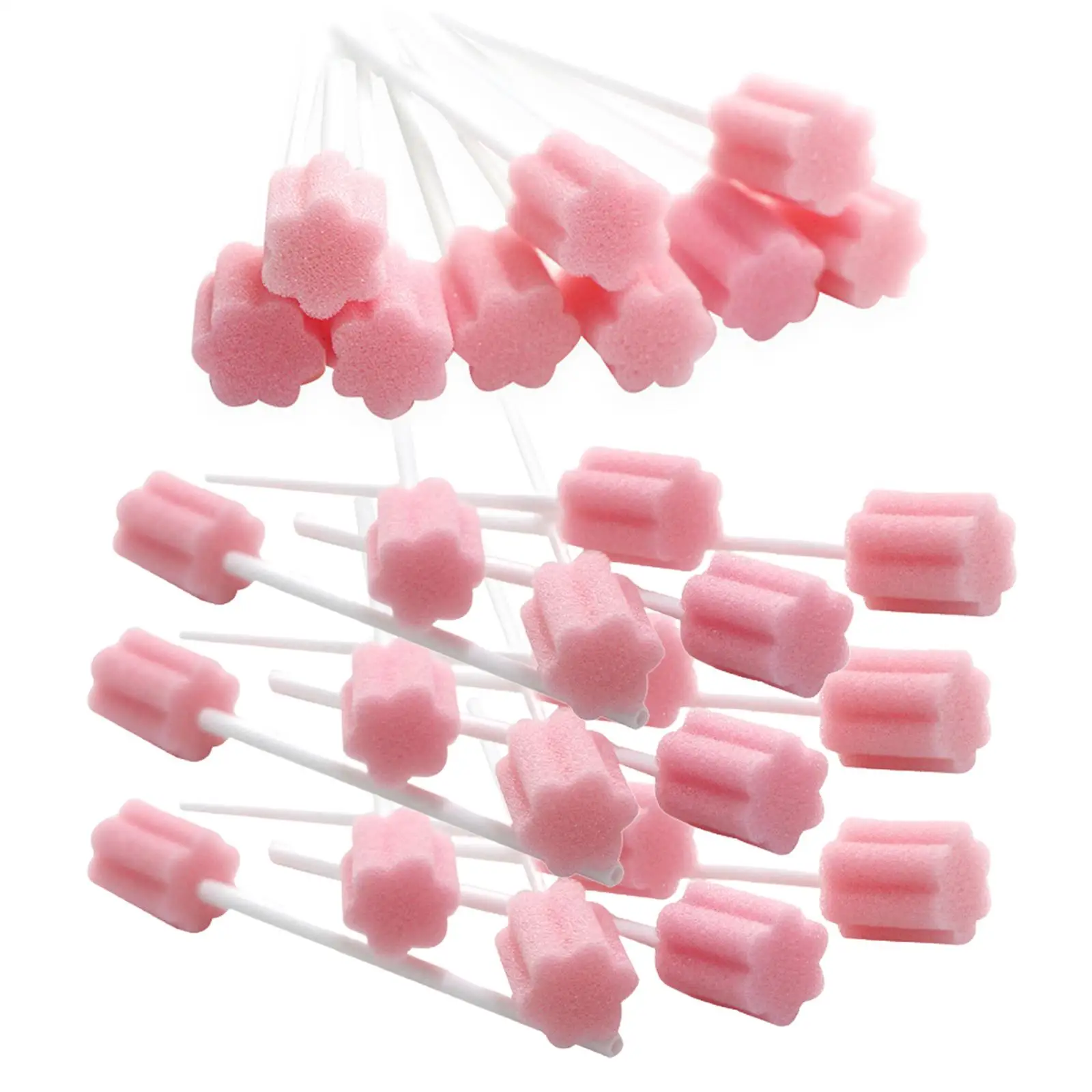 

100x Oral Care Sponge Swab Ergonomic Tooth Cleaning Mouth Swabs for Fresh Breath