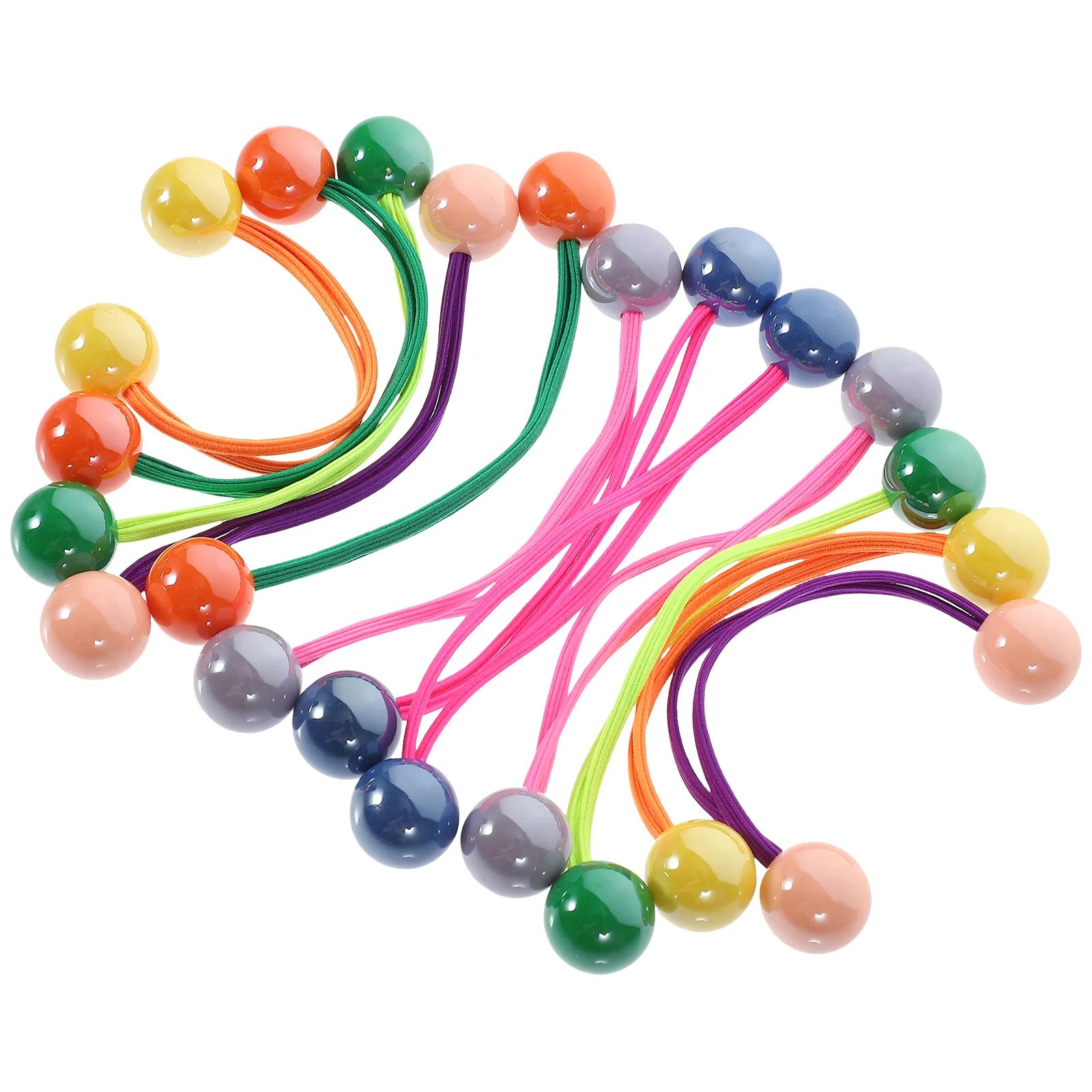 

12 Pcs High Elasticity Candy Color Ball Hair Band Double-headed Rubber 12pcs Ties Ponytails Ropes Balls for Girls Acrylic