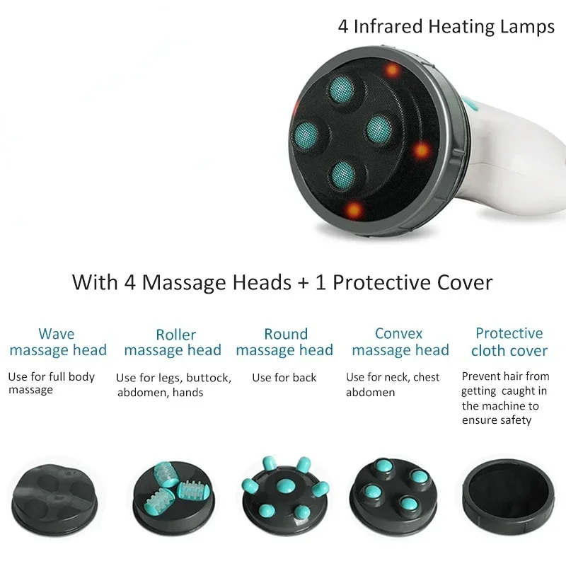 4 in 1 안티 셀룰라이트 마사지 전기 바디 혁신 슬리밍 마사지 롤러 휴대용 적외선 팔 다리 엉덩이 배꼽 지방 제거제