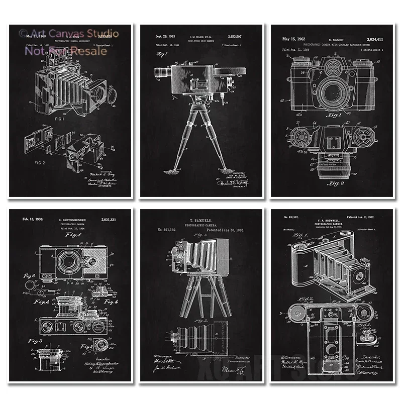 Modern Patent Photography Camera Blueprints Posters Abstract Canvas Paintings And Prints For Living Room Home Decor Frameless