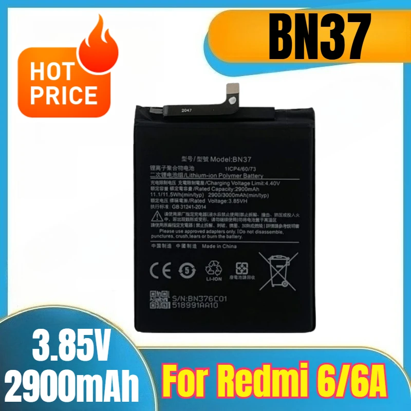 

BN37 3.85V 2900mAh Mobile Phone Battery for Redmi 6/6A