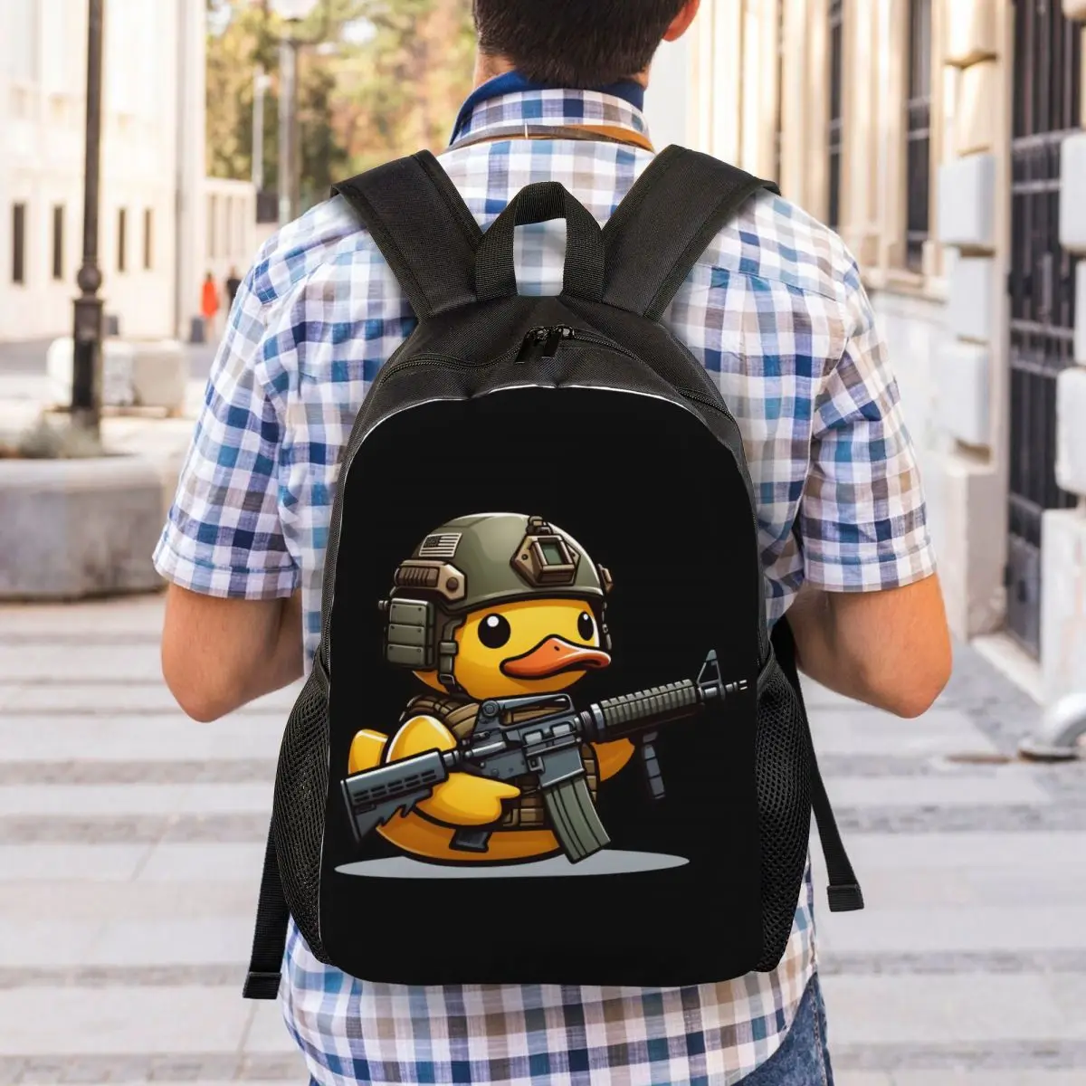 Niestandardowy plecak podróżny z gumową kaczką taktyczną Kobiety Mężczyźni Szkoła Laptop Bookbag College Student Torby na co dzień