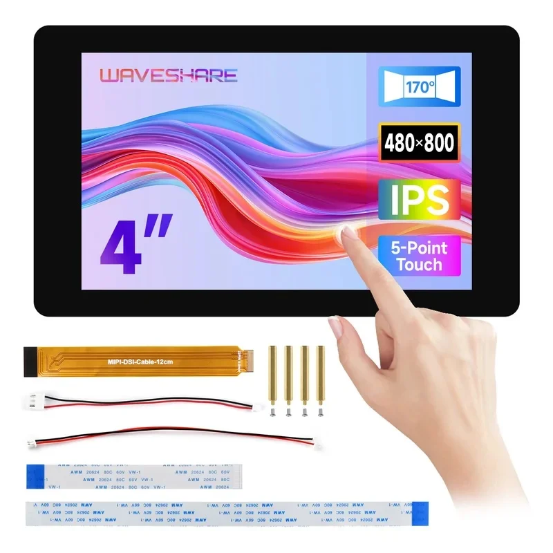 4 / 4.3inch Capacitive Display 480 * 800 Resolution IPS Display Panel 5-Point Optical Bonding Toughened Glas