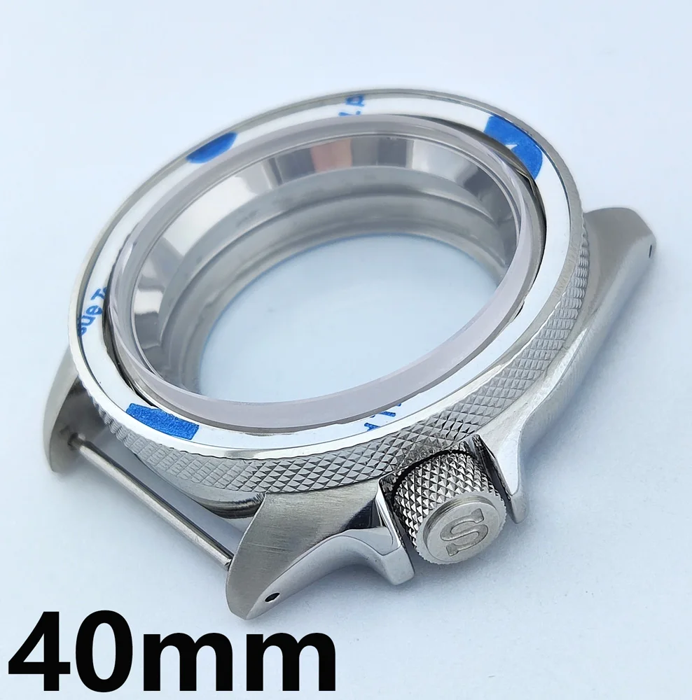 40mm Case NH35 Case SKX007 SKX009 Screw In Crown Inlaid With Stainless Steel Sapphire Plane glass Case Fit NH35/NH36 Movement