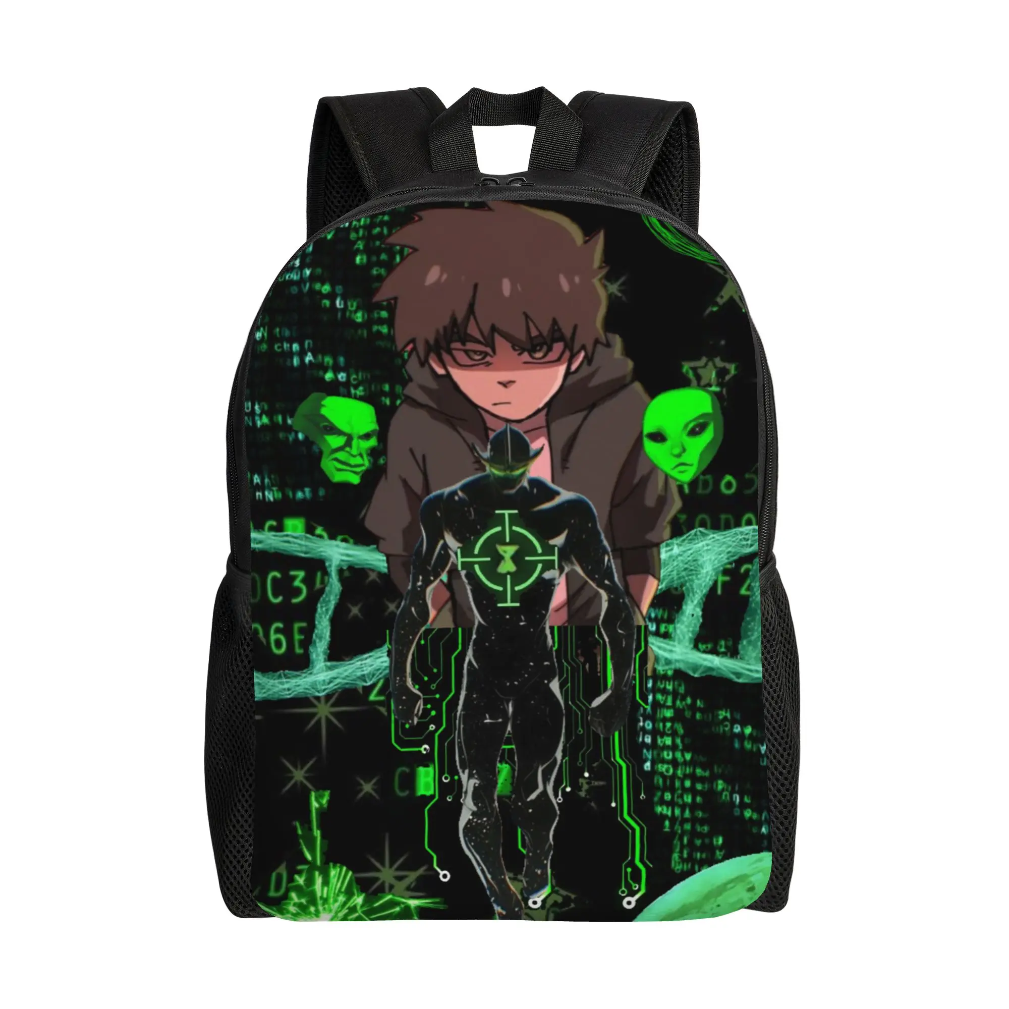 Book Pack Back to school season Green Hero Boy Glowing Alien Hologram Watch  Casual Backpack