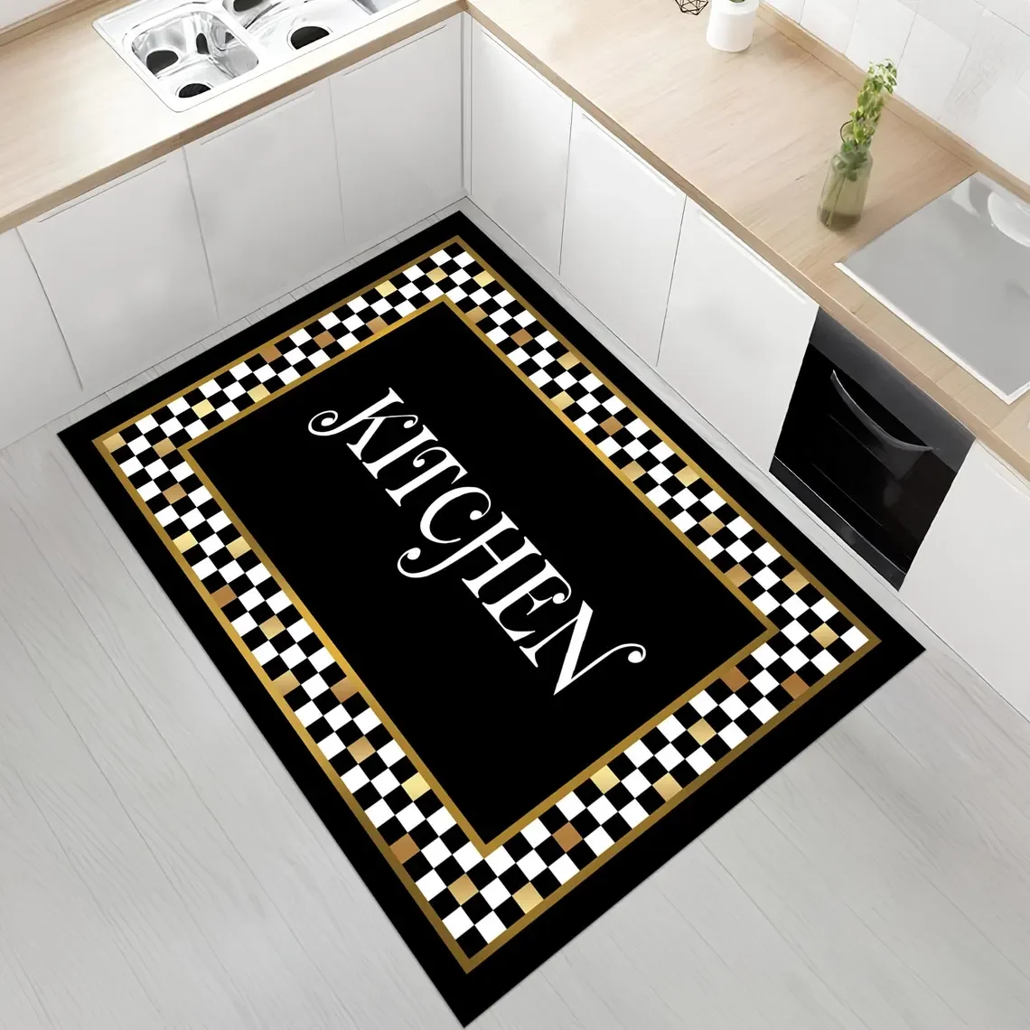 

Checkerboard kitchen Area Rug Washable Rugs for Living Room Bedroom Rug Non-Slip Floor Carpet for Dining Room Playroom Decor