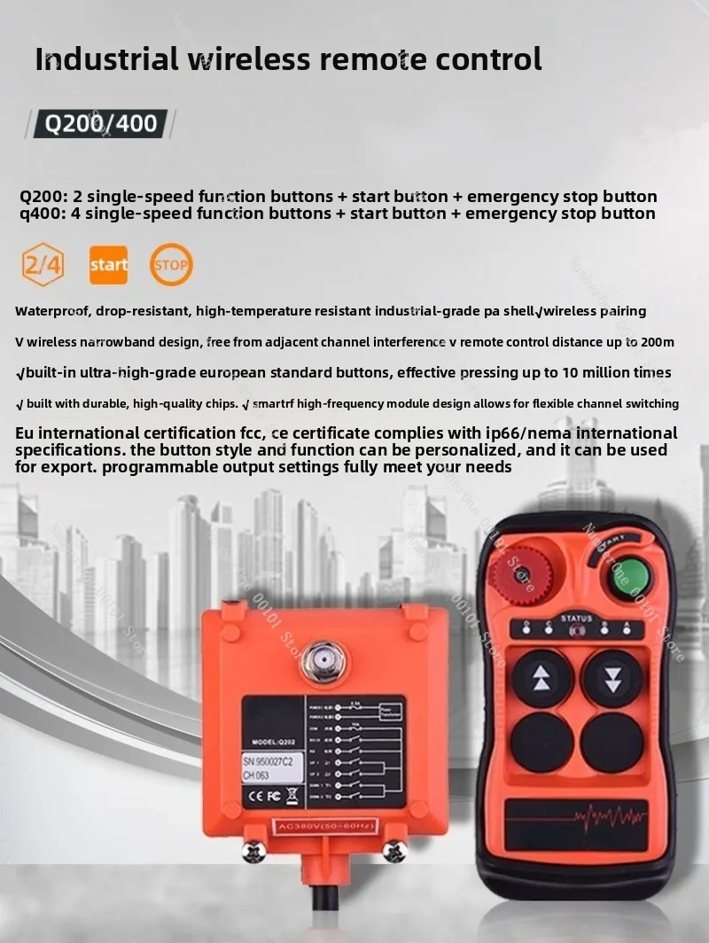 Wireless q200/400/600 single girder overhead crane electric hoist crane industrial remote control