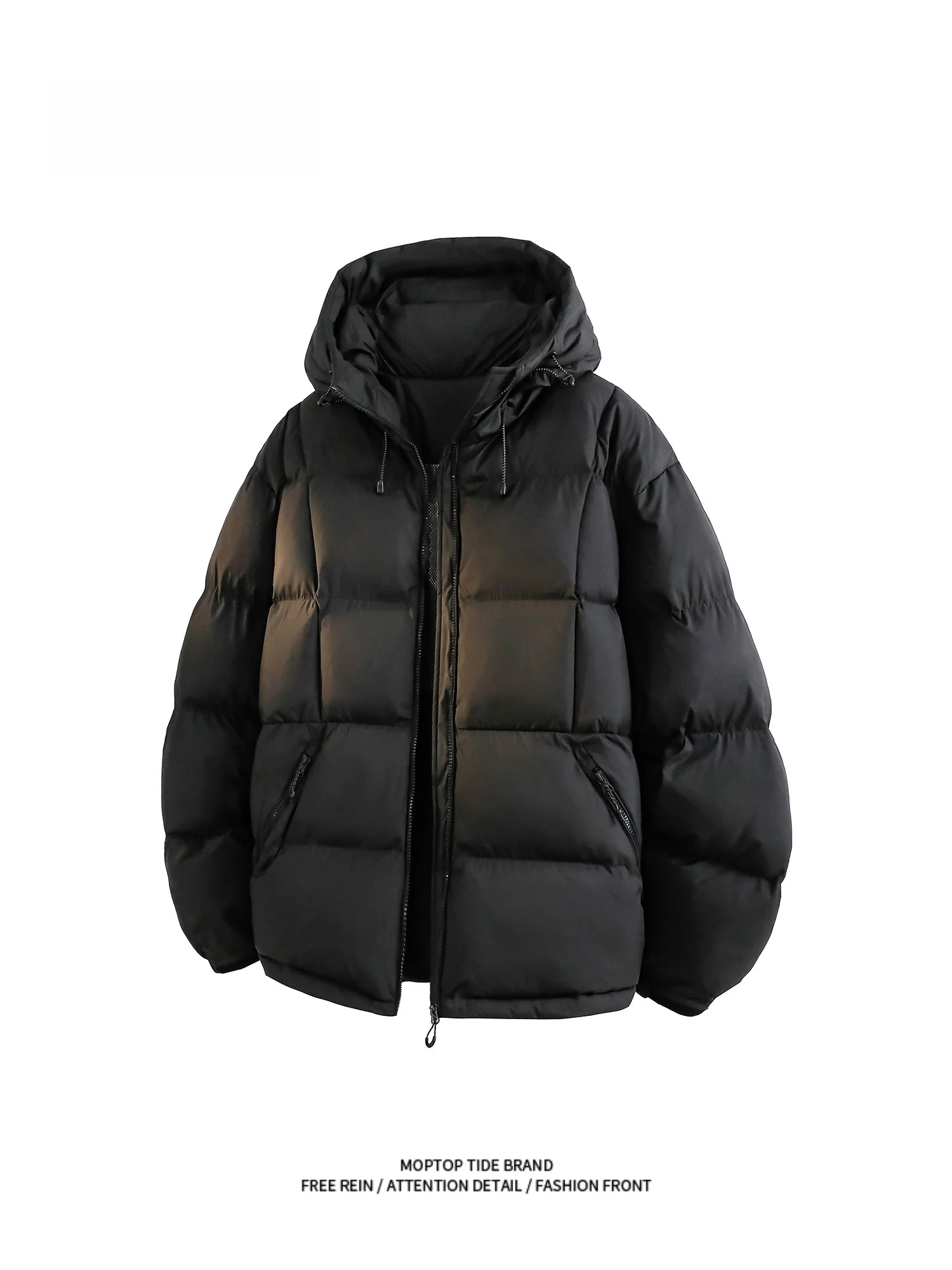 

MMOPTOP American Style Men's Winter Thickened Cotton Jacket Loose Winter Clothes Hooded Coat Warm Casual Long Sleeve Zipper