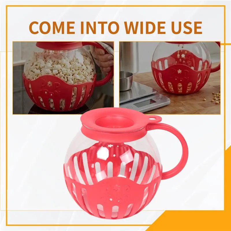 ABKW-Popcorn Maker Microwave Snack Popcorn Air Poppers 2.25 Quart Popcorn Bowl Borosilicate Kitchen Accessories