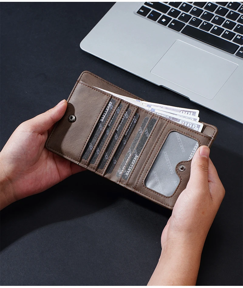 New Men Wallets Leather Purse Man Slim Card Horders Quality Male Short Multi-card Wallet Coin Pocket Purse