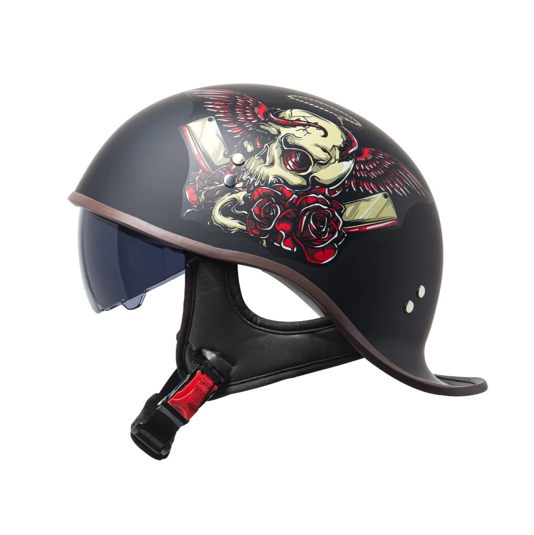 DOT Retro Motorcycle Half Helmet Four Seasons Moto Helmet Open Face Motorbike Crash Helmets Casco Safety Cap