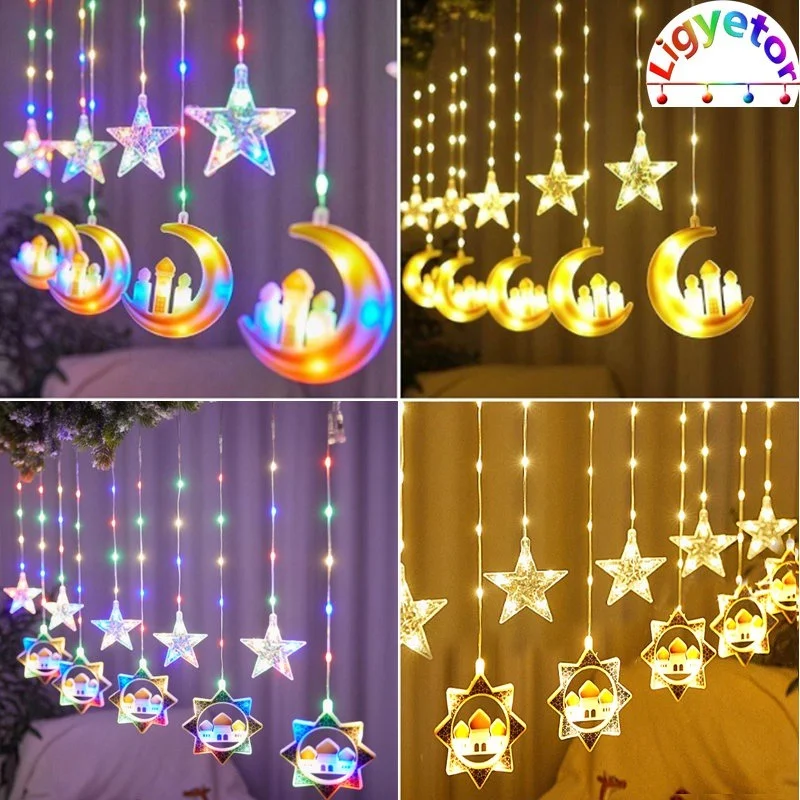 4.2 Meter 95Leds Star Moon Led Curtain String Light Ramadan Garland Light EID Mubarak Decor Lights For Home Islam Muslim Party