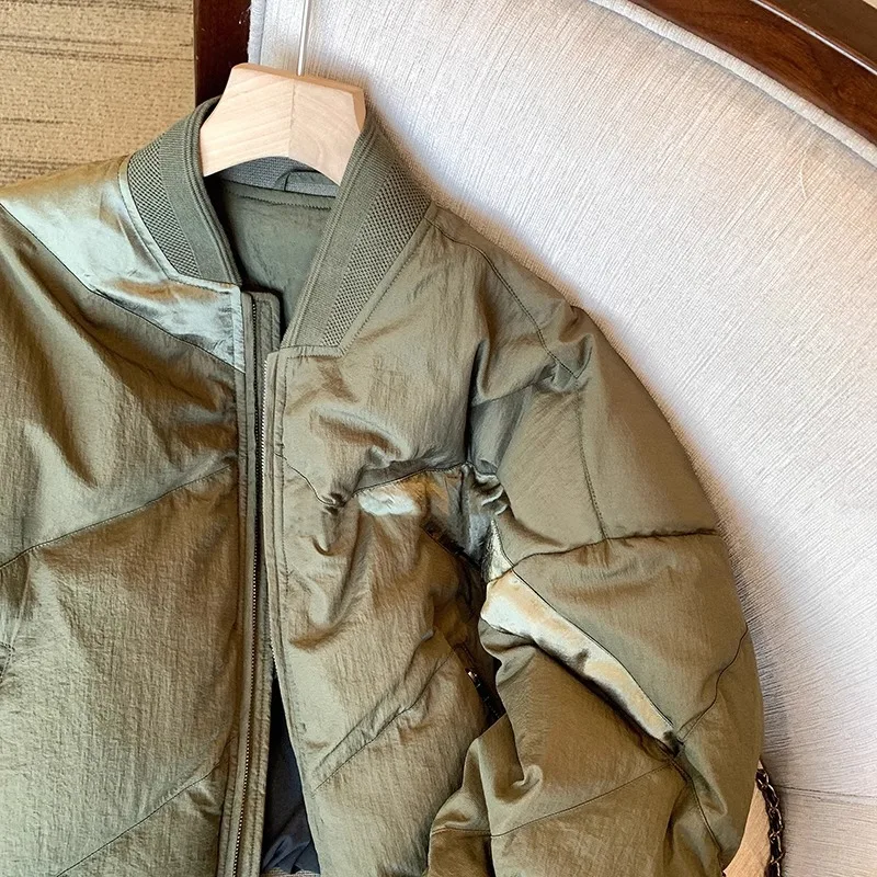 Retro ort Stand Collar Cotton Jaet Women's Faionable Versatile Warm Zipper Closure Cotton Outerwear for Autumn Winter