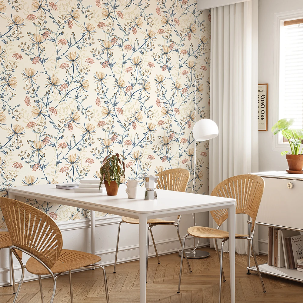 ورق حائط زهري ذاتي اللصق مقاوم للماء لتزيين المنزل ورق حائط قابل للإزالة ملصقات ورق حائط لخزانة الأثاث البلاستيكية