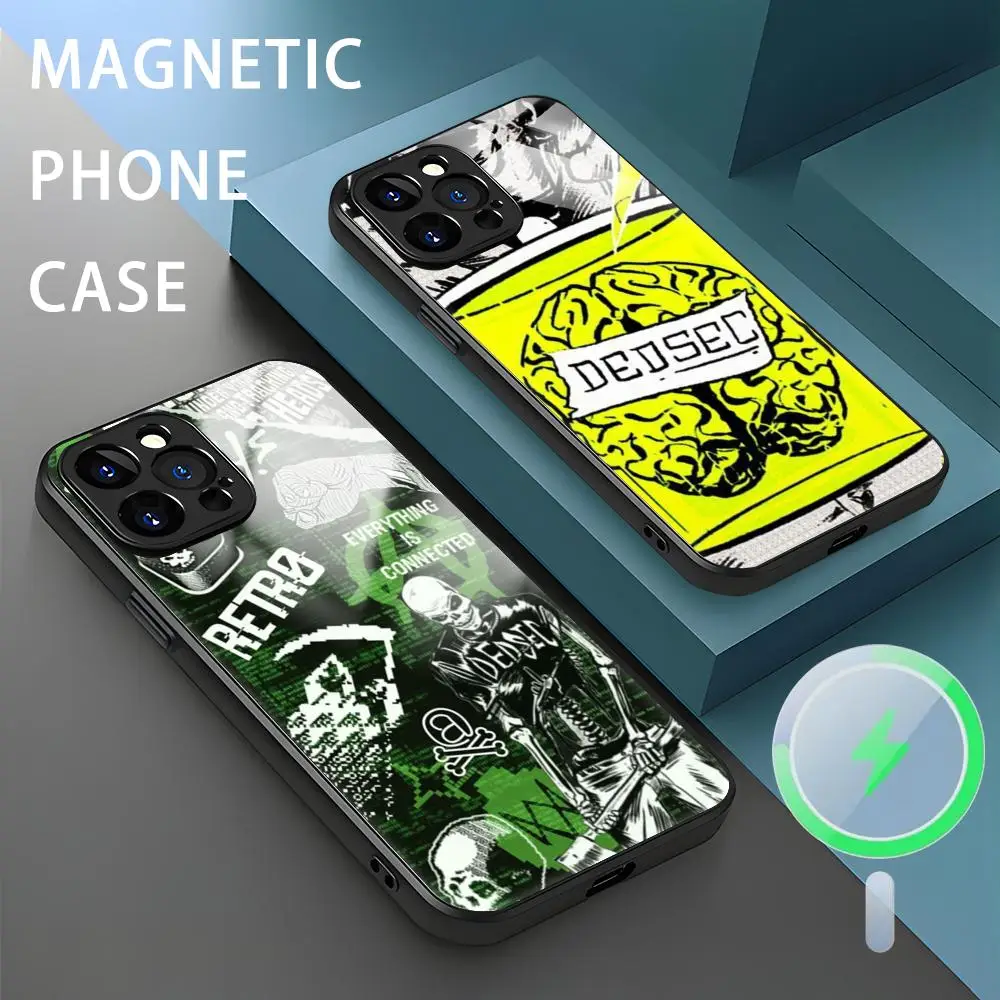 HOT games Watch Dogs 2 Dedsec Phone Case For iPhone 16 15 14 13 12 11 X XR XS 8 Plus Mini Pro Max Glass Magnetic Phone Case