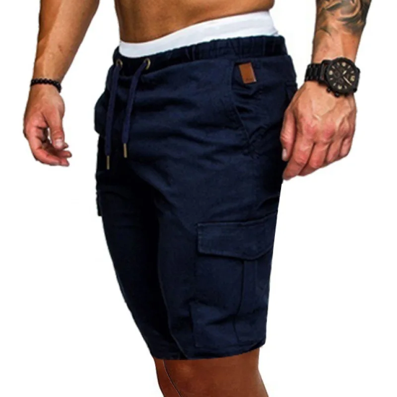 Men's Shorts Cargo Shorts Summer Casual Men Solid Color Cargo Short Multi-Pockets Drawstring Fifth Pants Loose Casual Short Pant