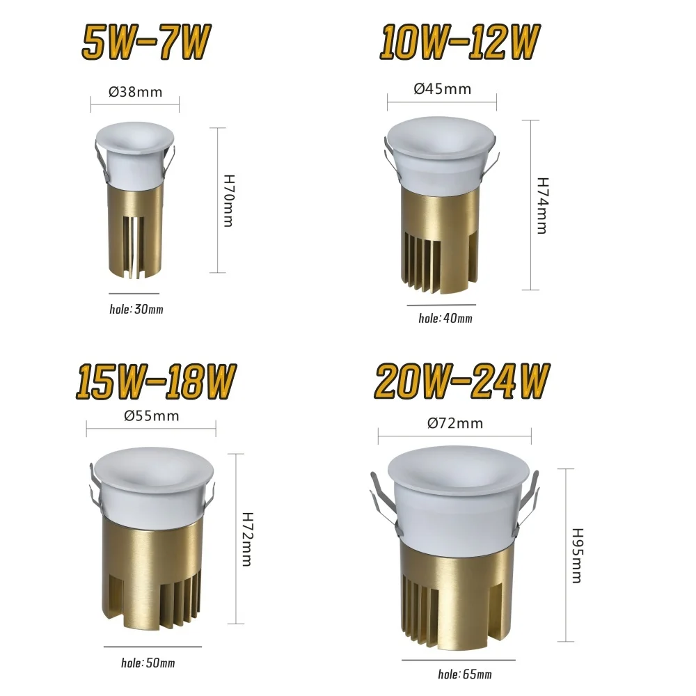 Imagem -05 - Downlight Led Embutido Regulável Borda Estreita Subsize Holofotes Anti-reflexo Cob Comércio em Casa 5w 7w 10w 12w 15w 18w 20w 24w Ac85265v