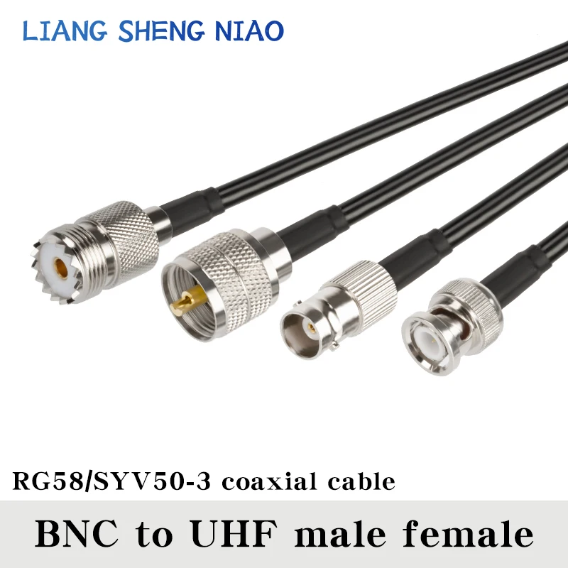 BNC to UHF PL259 Male Plug & SO239 Female Jack to BNC Male Connector crimp RG58 cable Wire Terminal RF jumper pigtail 0.3m~50m