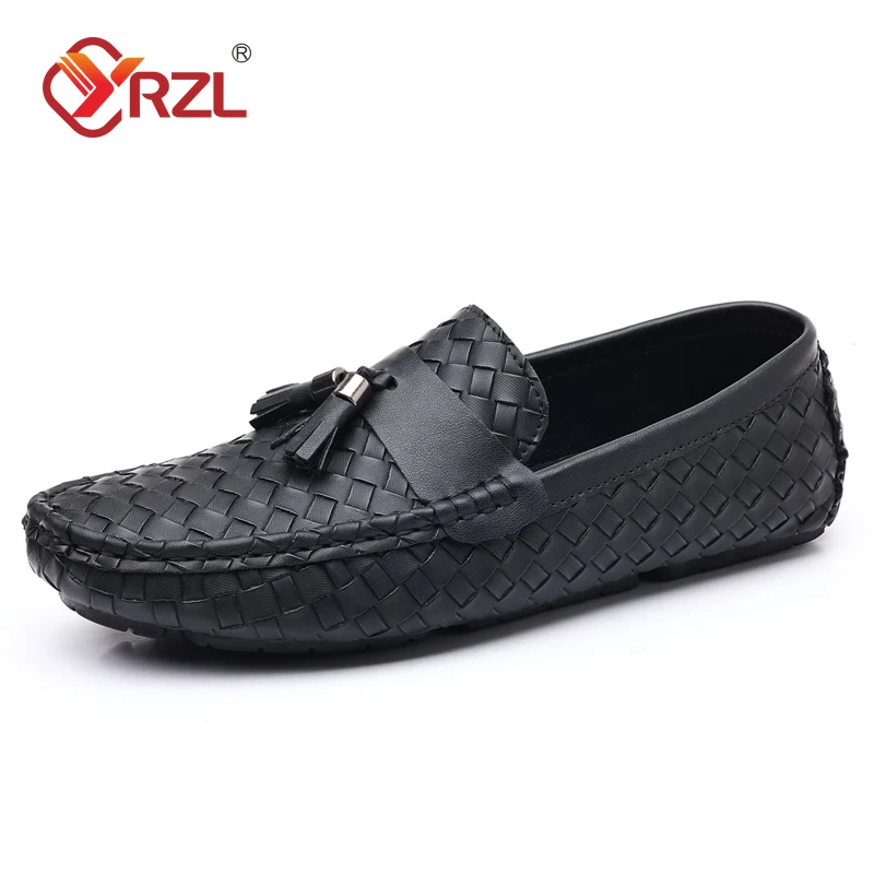 YRZL Luxury Mens Black Loafers Soft Moccasins Slip on Shoes Man High Quality Mens Shoes Casual Comfortable Driving Shoes Men