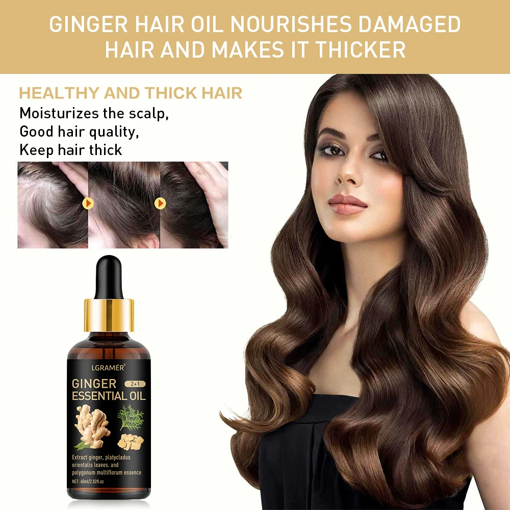 Natural Ginger Plant Hair Growth Oil Preventing Hair Dryness Split Moisturizing Gentle Nourishing Glossy Organics Hair Care Oil