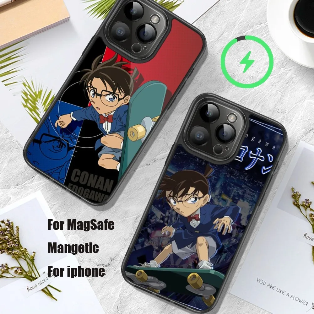 Bilibili Handsome Conan Phone Case For iPhone 11 12 13 14 15 Pro Max Plus Mini Magsafe Magnetic Wireless Charging Shell