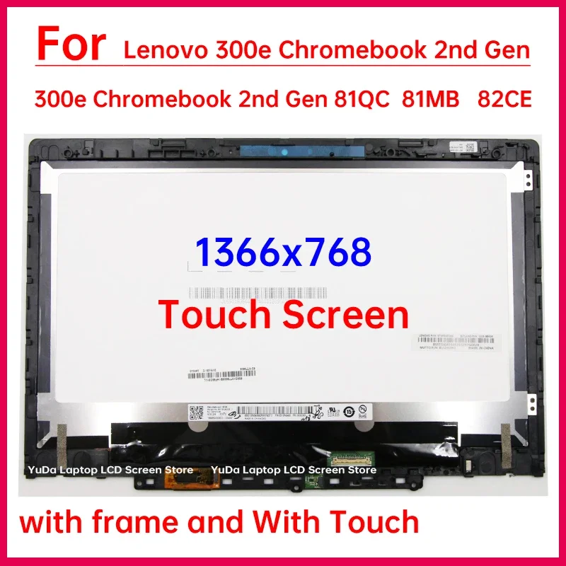 

11.6 Inch Laptop LCD Touch Screen For Lenovo 300e Chromebook 2nd Gen 81QC 81MB 82CE Display Digitizer+Bezel Assembly Replacement
