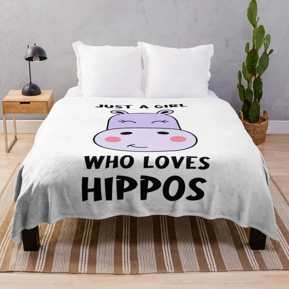 

Just a Girl Who Loves Hippos Throw Blanket Thermal For Decorative Sofa Blankets