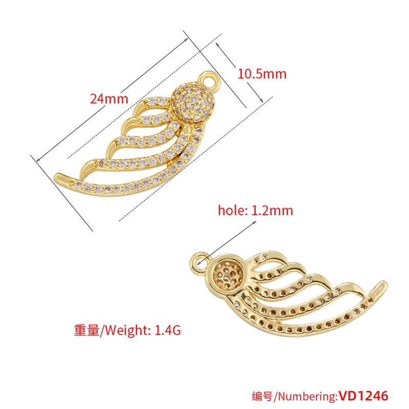 ZHUKOU whale charms for jewelry making crown pendants for handmade jewelry making supplies accessories wholesale VD1247