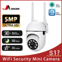 ICSee-minicámara WIFI de 5MP, videocámara inalámbrica con detección de movimiento, protección de seguridad, visión nocturna a Color, vigilancia al aire libre, Flash, venta