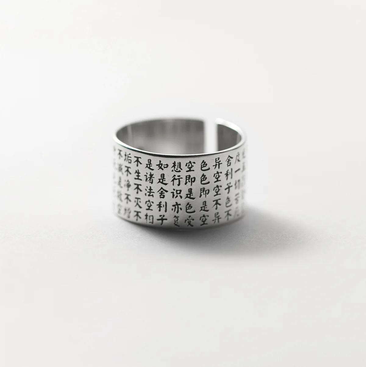 925 Sterling Silver Open Finger Ring Wide Word Scripture Chinese Punk Good Wish For Women Jewelry Gift Dropship Wholesale