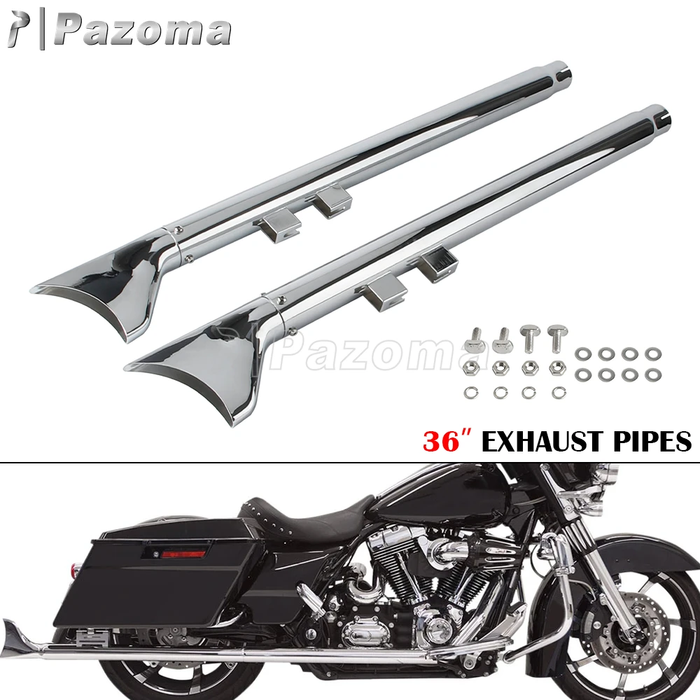 

36" Exhaust Pipe For Harley Touring 2008-16 Street Electra Road Glide Road King FLHR Motorcycle Chrome Fishtail Slip on Mufflers