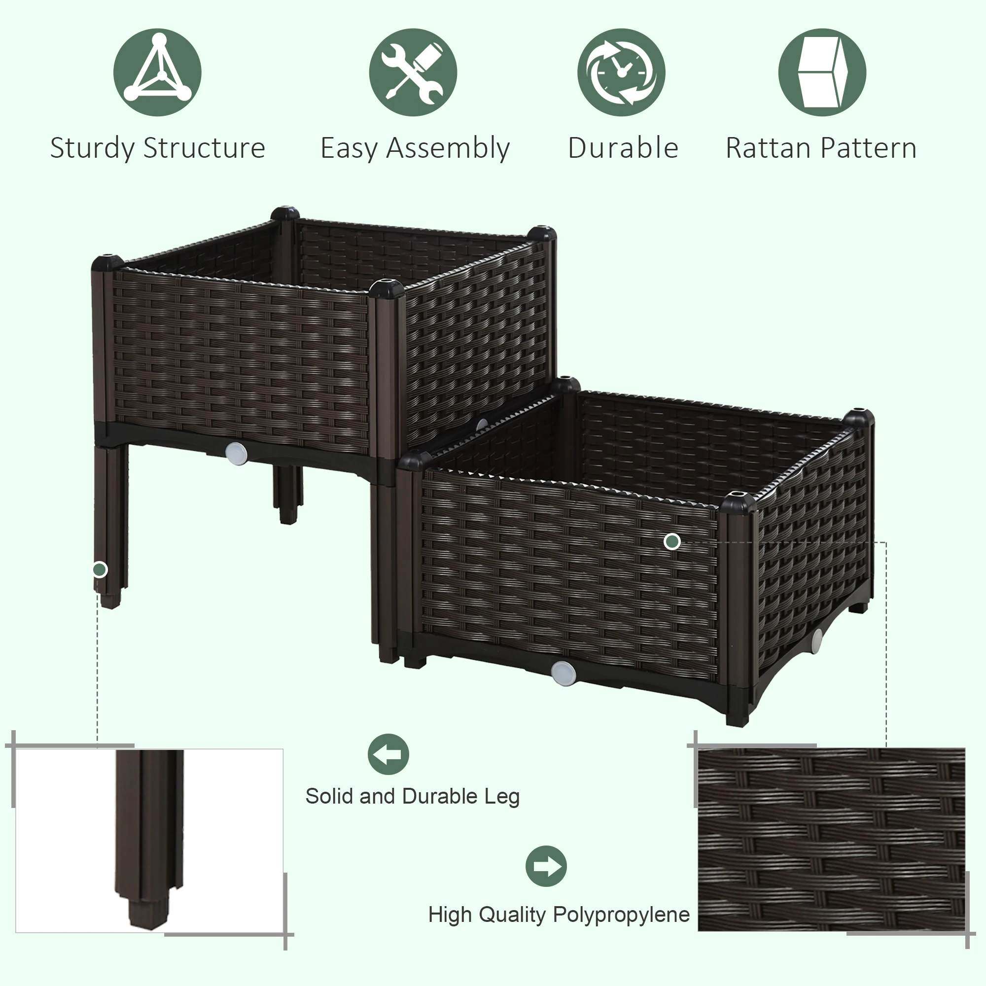 2-piece Raised Flower Bed Vegetable Herb Planter Lightweight image 7