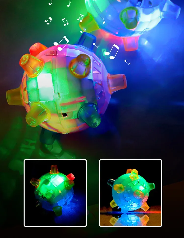 Juguete luminiscente creativo para niños, Bola de salto intermitente, nuevo y único, Bola de baile con efecto de sonido de siete colores, juguetes para niños