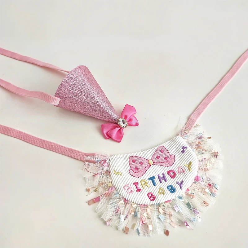 Pet Birthday Hat Bib Set,Kitten Puppy Birthday Accessories,Bandage party hat For Dog Cat