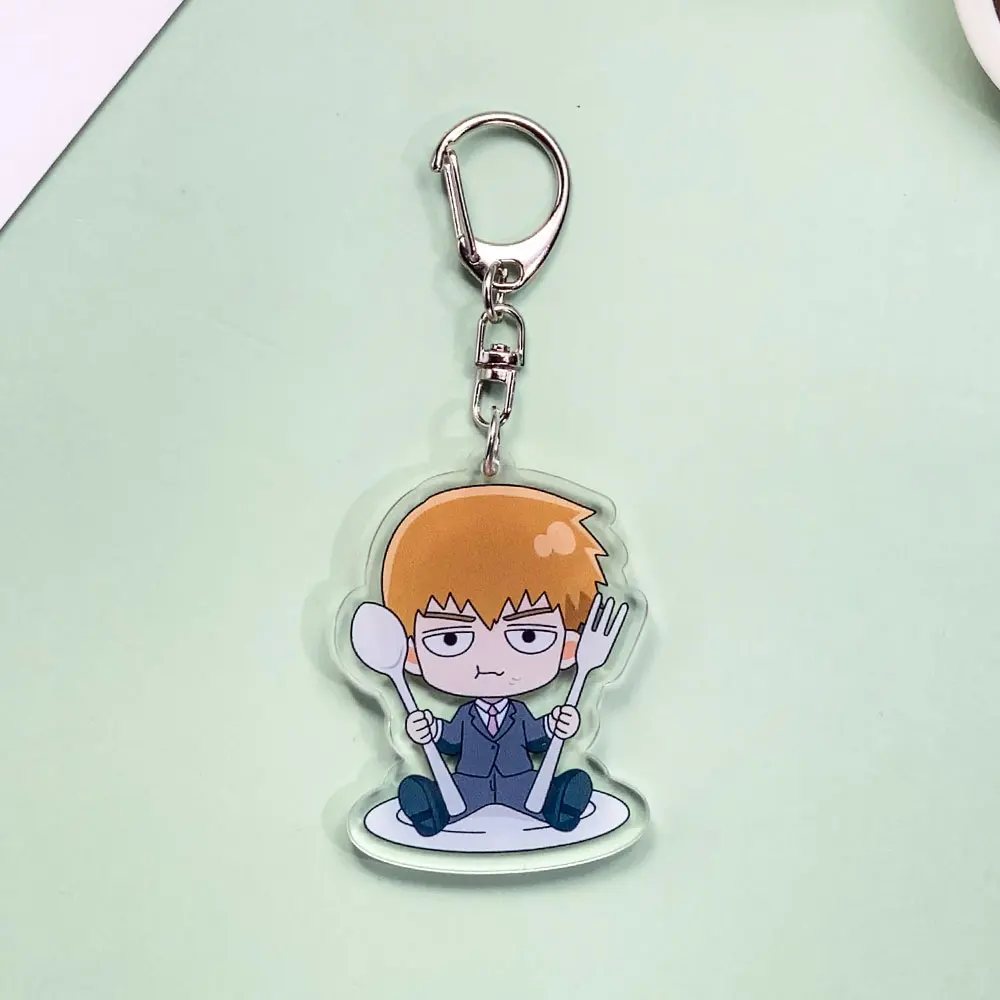 شخصيات أنيمي الغوغاء النفسي 100 الاكريليك سيارة المفاتيح اكسسوارات Kawaii حقيبة Charms ظهره قلادة حلقة رئيسية هدايا للأصدقاء