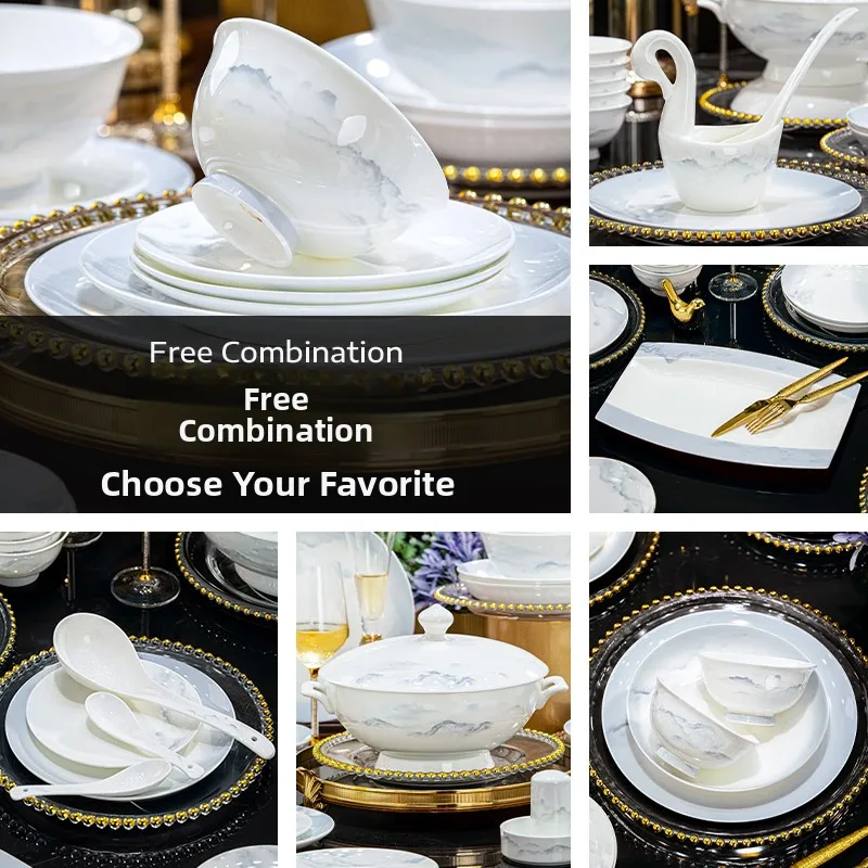 

Dr Jiangnan Meticulous Combination Jingdezhen Household High Aesthetic Value Light Luxury High-End Feeling 2026 New Dining...