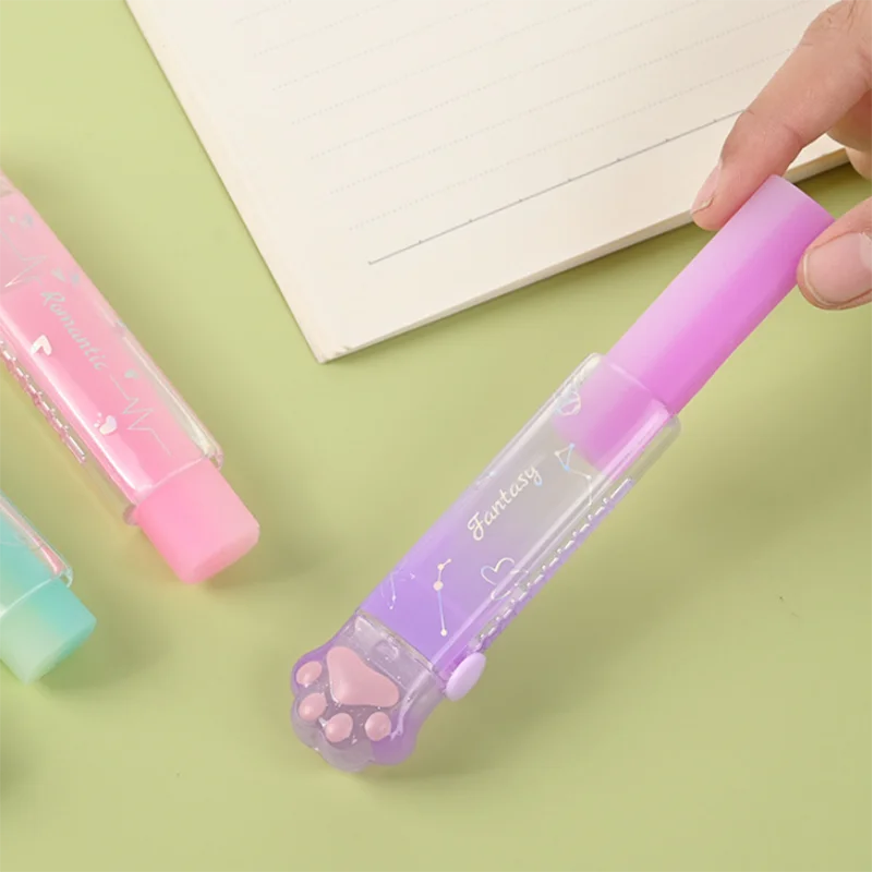 Jelly Color Pencil Erasers Kawaii Cat Paw Rubber Erasers for School Writing Tools Korean Stationery Kids Gifts Office Supplies