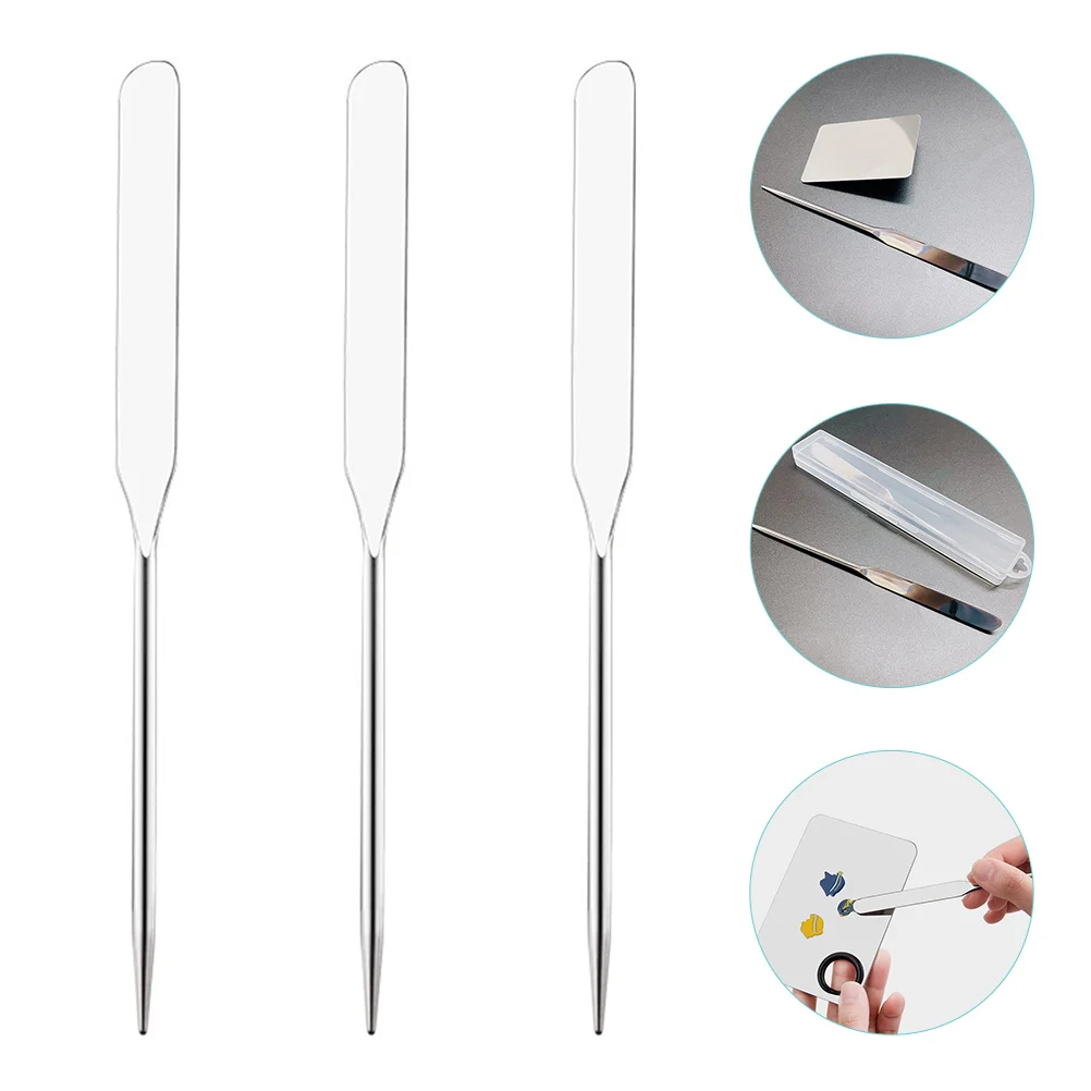 

3 Pcs Nail Color Stick Makeup Spatula Mixing Tools Metal Mini Mixer Stainless Steel Long
