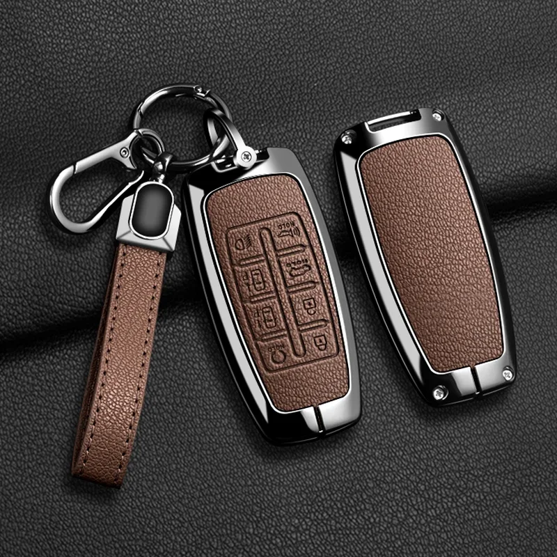Zinklegierung Leder Autoschlüssel-Hülle für Hyundai Genesis GV80 GV90 2022 GV70 G80 2019 2020 2021 Schlüsselanhänger Zubehör – Detail 34