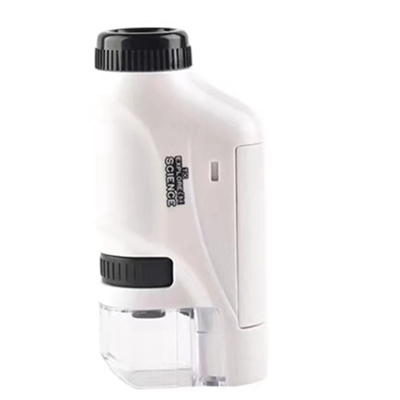 Handheld Microscope Science Laboratory Mini Handheld Battery Powered Children's Microscope Easy Install White