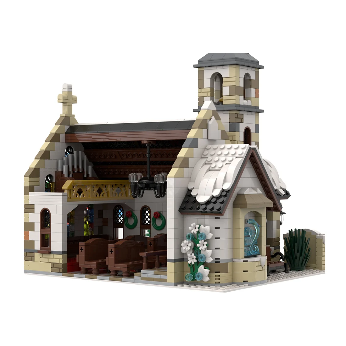 1771PCS MOC Winter Village Old Stone Church Architecture Building Blocks Assembly Toy Brick Children's Christmas Birthday Gifts